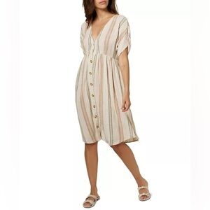 O’Neil Women’s Size Medium Reagan Striped Button Dress Summer Flowy Lightweight